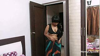 Why does horny indian bhabhi strip sari to flaunt massive boobs and ass so eagerly?