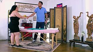 Juicy BBW Karla Lane Rides Masseur's Black Cock Doggystyle