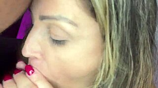 Agatha Mama's Shaved Pussy Lips Drip Wet on Blonde Brazilian Tits