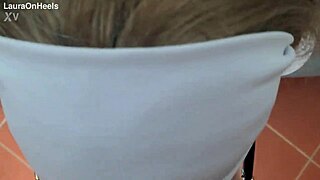 blonde milf gives pov deepthroat blowjob then swallows cum