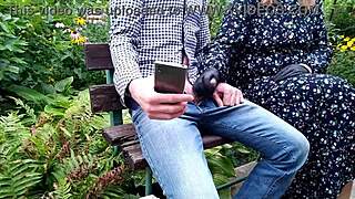 mother-in-law flashes hairy pussy handjob cums quick on street