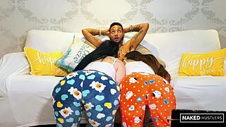 two big ass latina milfs share huge bbc at bisexual slumber party doggystyle orgy