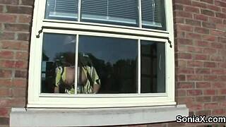 oops unfaithful english milf lady sonia shows off huge lingerie jugs
