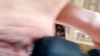 vibrator wrecks her big pussy lips into crazy orgasm close-up