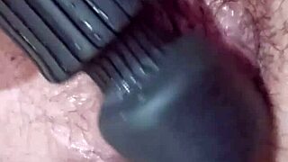 Horny Wife Squirts Mess with Vibrator While Hubby Works