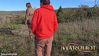 stepmom squirts risky forest public with stepson