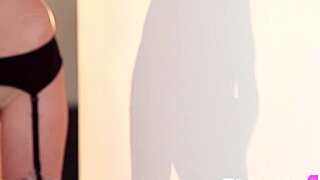 hey small tits milf strips lingerie and digs it