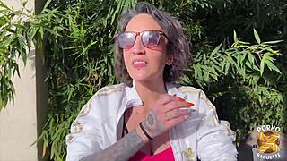 ouh lena belle she's havin fun with two big cocks brunette milf tattooed slut style