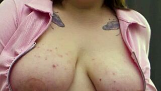 bbw brunette milf jerks off vibrator socks solo masturbation fun