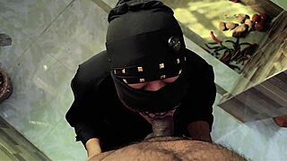 desi hijab stepsister bends over kitchen counter for taboo fuck