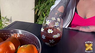 ouh lena belle she's havin fun with two big cocks brunette milf tattooed slut style