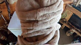 her golden dress curves take deep blowjob hard doggy on freezer