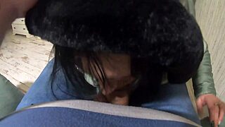 damn that tight jumpsuit and furry boots make her deepthroat so messy... she licks up every drop of cum at the end! 💦👅🧥