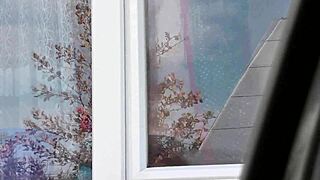 Blonde Milf's Big Natural Tits and Hairy Pussy Flashed in Public Taxi