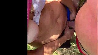 fucking her in thong before park cumshot