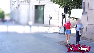 Sandra V Kisses Strangers on Street Before Rough Quickie Doggystyle with Short-Haired Milf