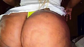 Chubby Ebony BBW Twerks Huge Ass in Slow Mo Lingerie Tease Spread