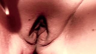 Mature Muscle Wife Spreads Gaping Shaved Pussy Lips Close-Up