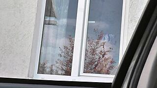 Blonde Milf's Big Natural Tits and Hairy Pussy Flashed in Public Taxi