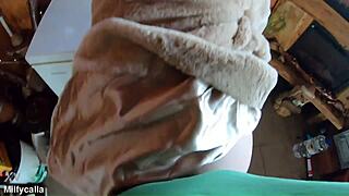 Slutty Mature Wife in Golden Dress Deepthroats Then Takes Hard Doggystyle on Freezer