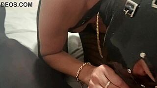 Pantyhose Fetish Milf Sucks Cock in Nylon Till Explosive Cum