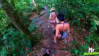 can i score with these busty blonde and brunette milfs out in the woods?