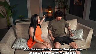 Big-bootied stepmom spots stepson jerking and offers her curves