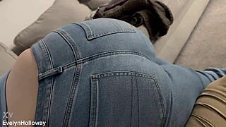 curvy brunette caned hard in jeans bdsm domination spanking