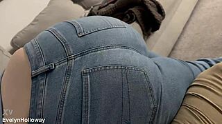 curvy brunette caned hard in jeans bdsm domination spanking