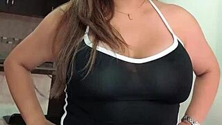 latina milf roommate cheats fucked eats condom cum on tits