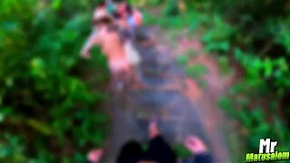 can i score with these busty blonde and brunette milfs out in the woods?