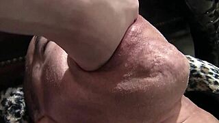 old slave's feet cum from femdom footjob in boots milf teen session?