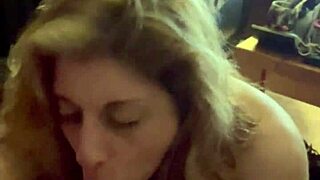 Hot milf wife eagerly sucks hubby's throbbing big cock