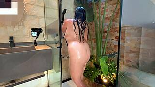 sharing steamy shower with busty stepmom milf until she milks my load for facial