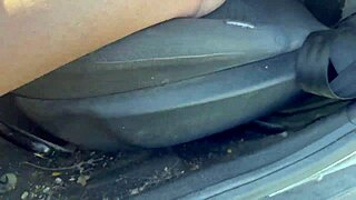 pussy out in car, you catch me rubbing to risky orgasm?