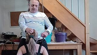 french maid esclave chained bound for rough bdsm submission orgasm