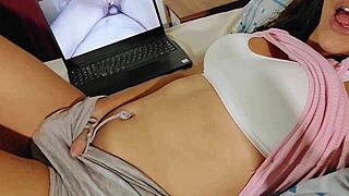 pregnant latina milf masturbates moaning panties riding big tits orgasm
