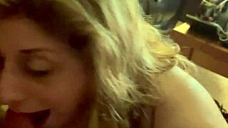 Hot milf wife eagerly sucks hubby's throbbing big cock