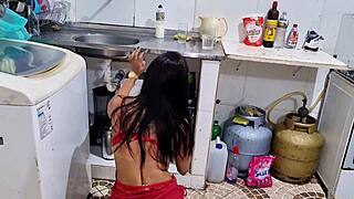 brazilian milf puta in red camisole creampies big clit pussy homemade