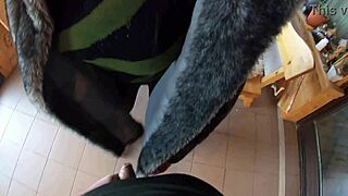 elegant curvy wife in fur coat deepthroats then gets fucked on desk cum covered twice