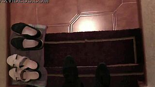 pizza guy meets naked blonde milf owner for shower doggy hairy pussy!