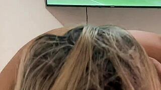 bbw latina milf gets so horny watching soccer she rides pov creampie