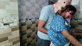 Desi housewife enjoys kitchen intimacy with husband desi style