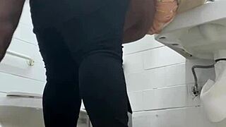 bathroom quickie with bbc left my ebony pussy dripping cum