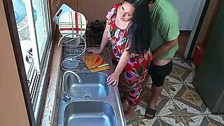 Stepmom's Kitchen Quickie: Rough Pounding of Big Ass and Soft Natural Tits