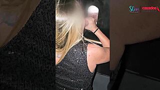 A Moema swallows cum at swingers house as cuckold husband kisses her