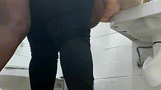 bathroom quickie with bbc left my ebony pussy dripping cum