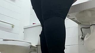 bathroom quickie with bbc left my ebony pussy dripping cum