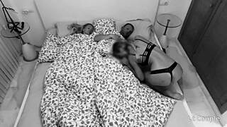 horny wife and friend sneak ffm cowgirl on night vision cam!