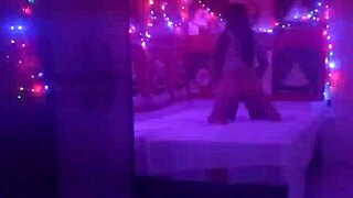 latina milf records naked christmas masturbation with old camera closeup